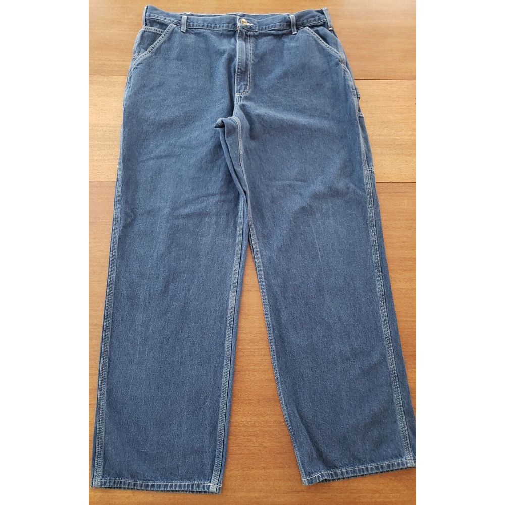 Men's Carhartt Utility Dungaree Jeans‎ 42x33 32.5 Blue Work Pants